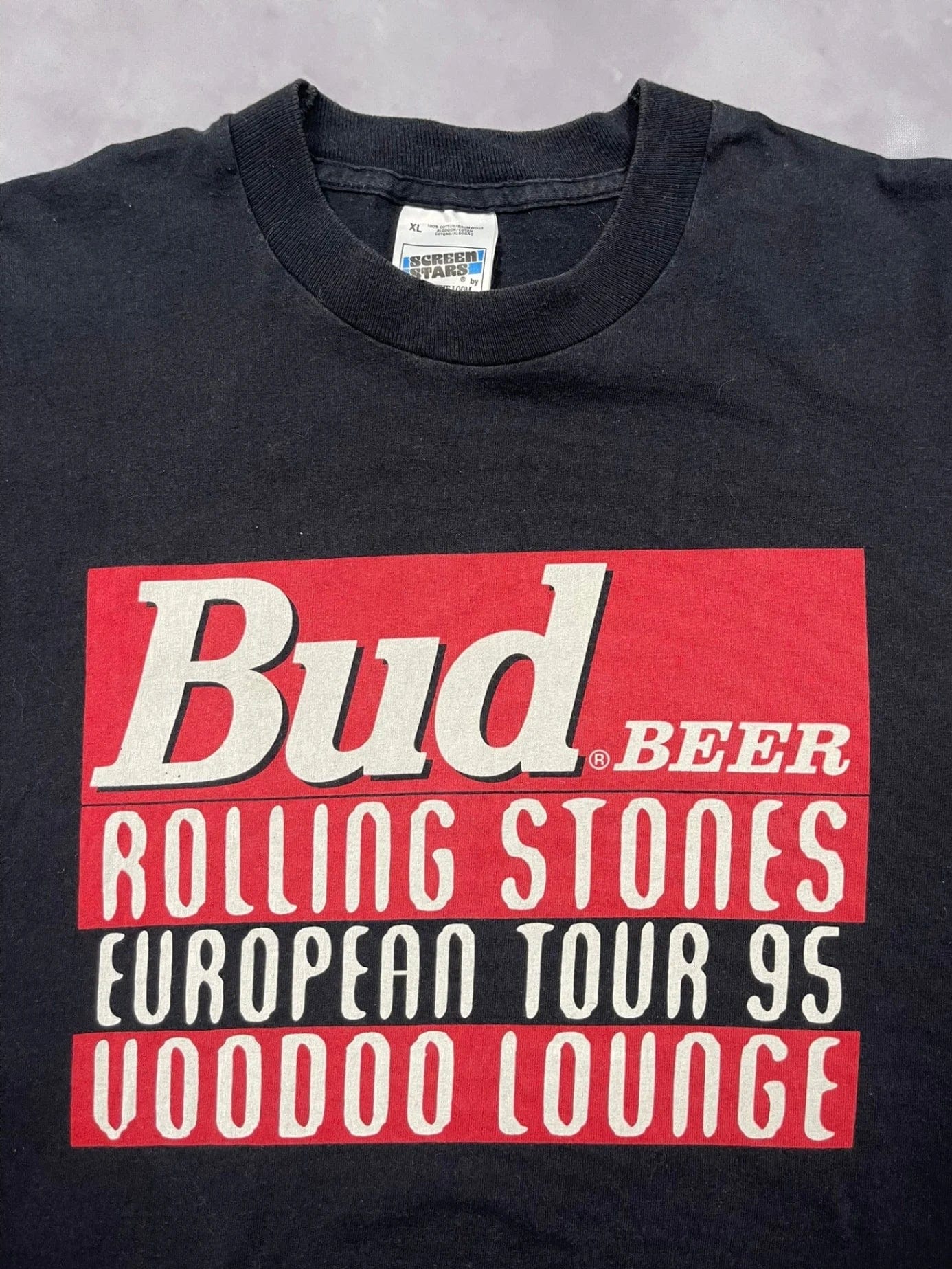 Screen Stars T-shirt XL / Black '95 The Rolling Stones Voodoo Lounge Tour Bud Single Stitch T-shirt - XL
