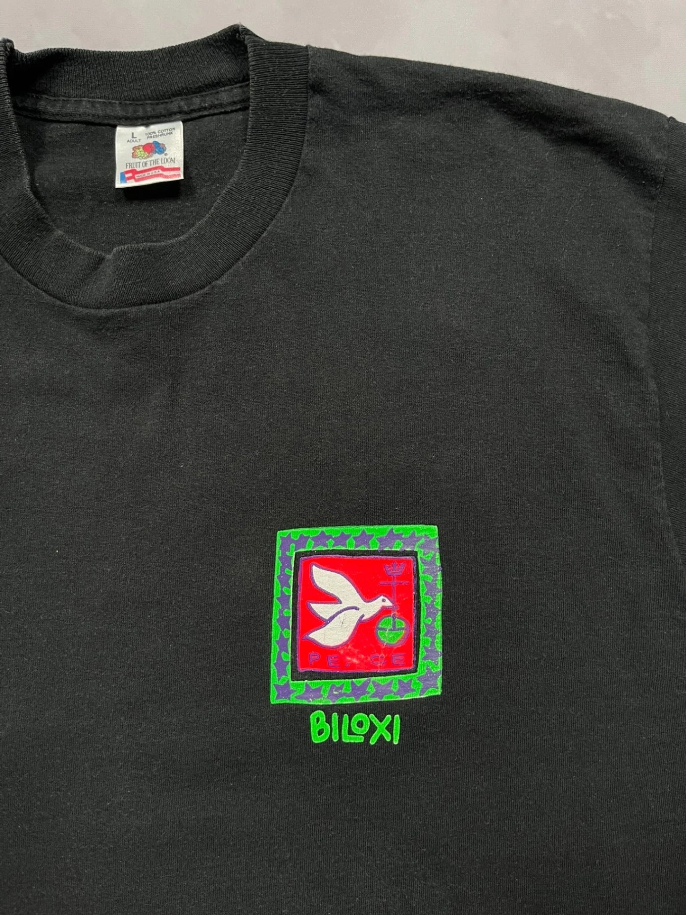 90s Peace Back Bay Mission Single Stitch T-Shirt - L