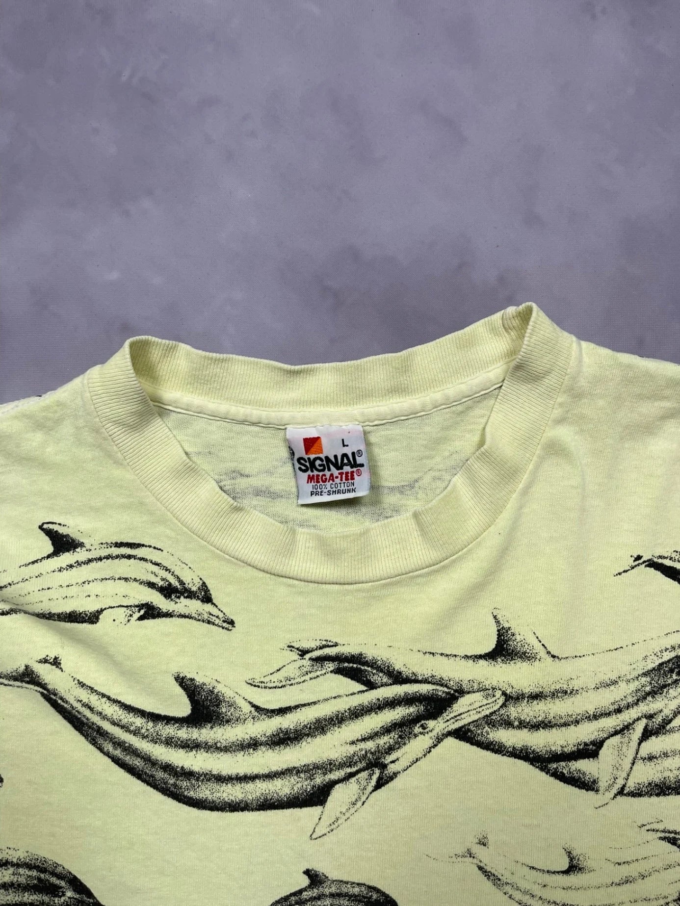 90s Dolphins Single Stitch T-Shirt - L