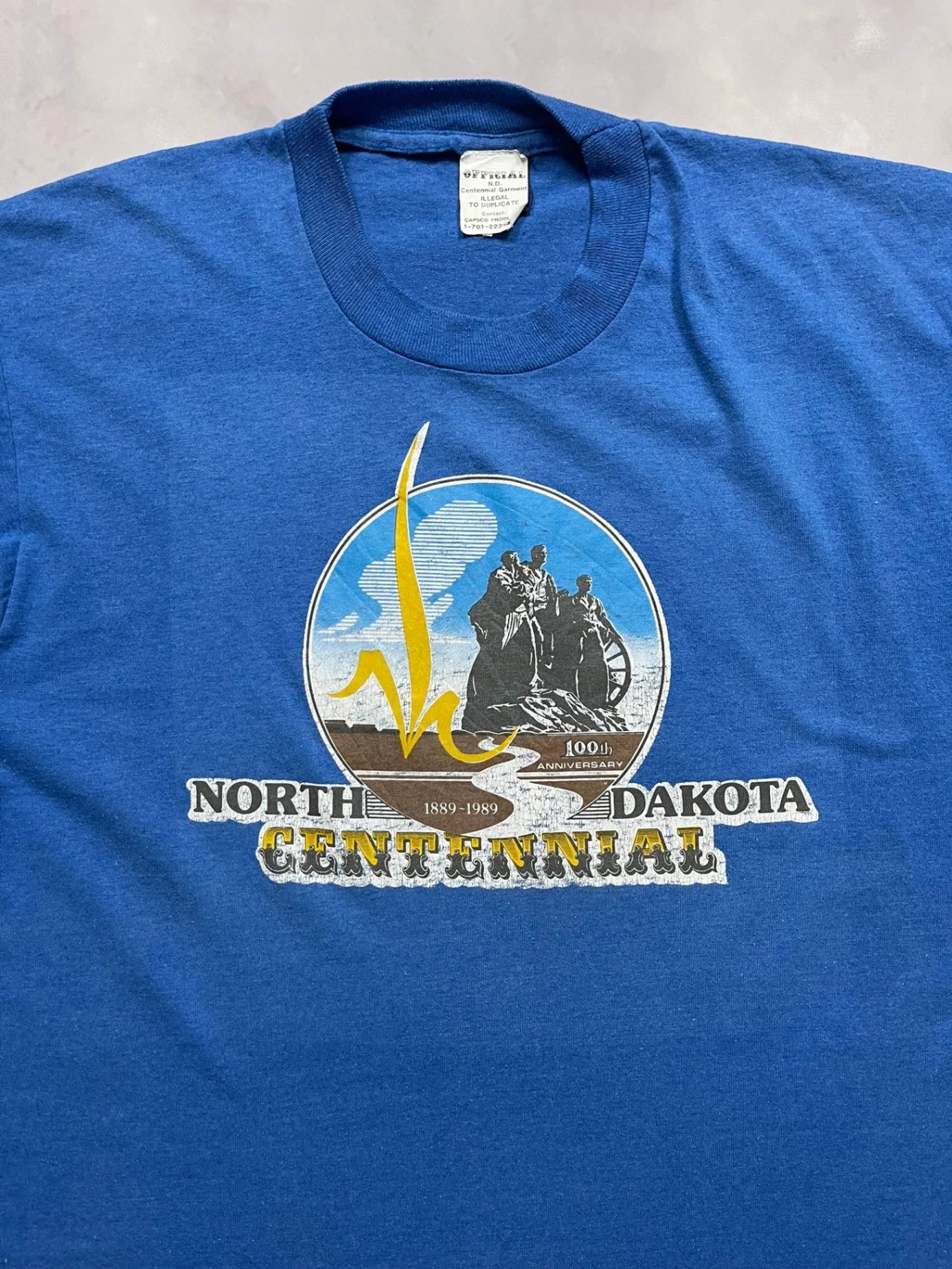 80s North Dakota Centennial Single Stitch T-shirt - XL