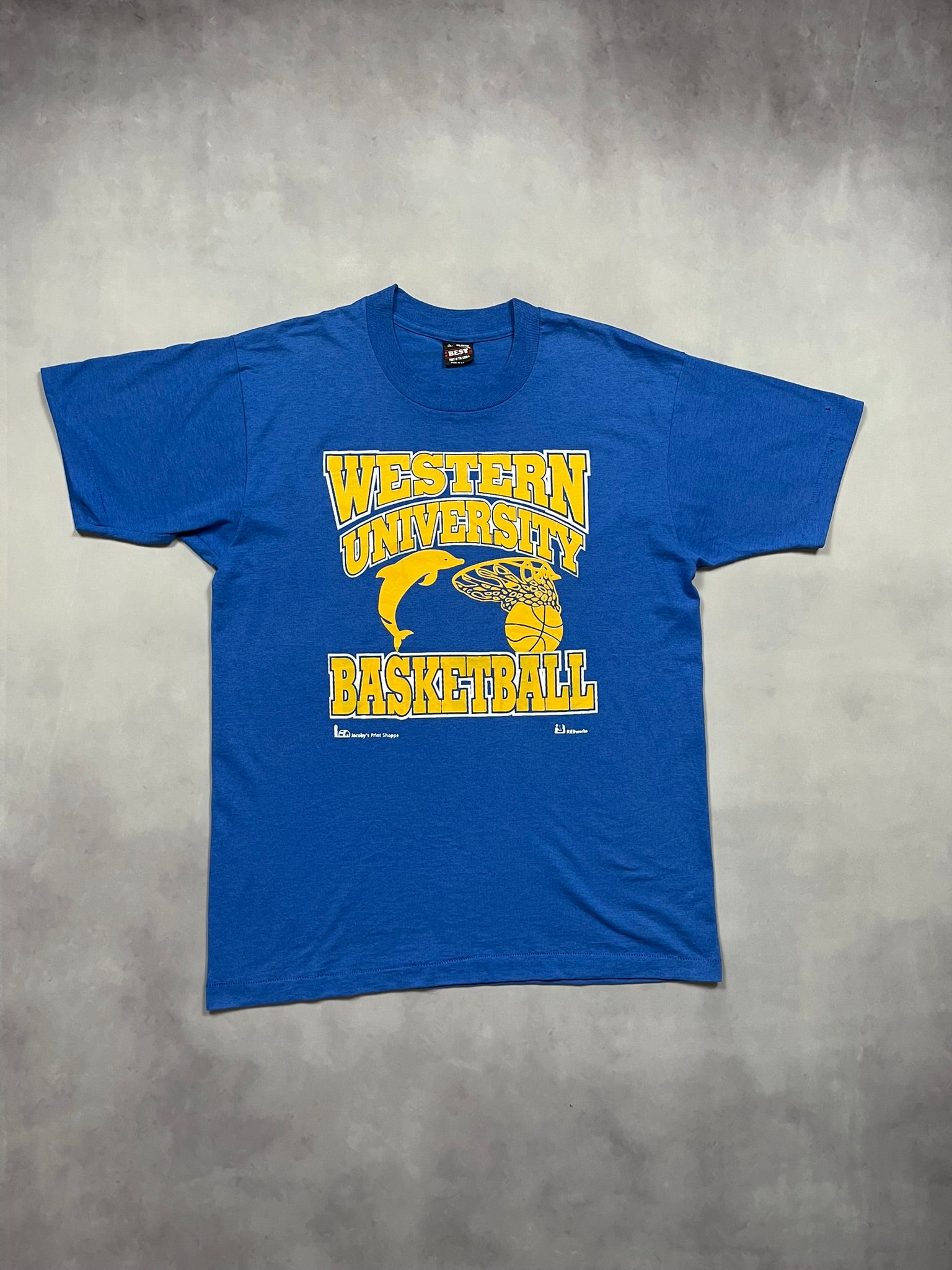 90s Western University Basketball Single Stitch T-Shirt - L