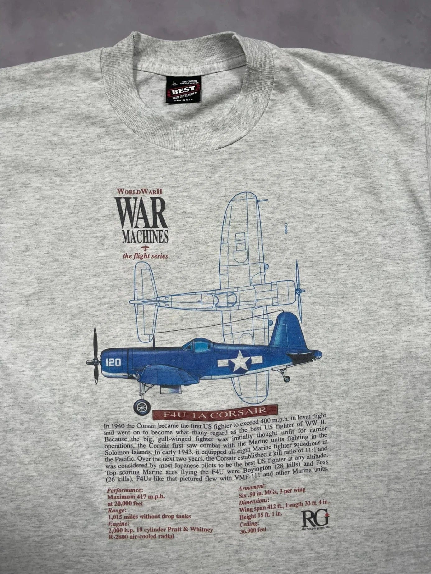 Fruit of the Loom T-shirt L / Gray War Machines Single Stitch T-shirt - L