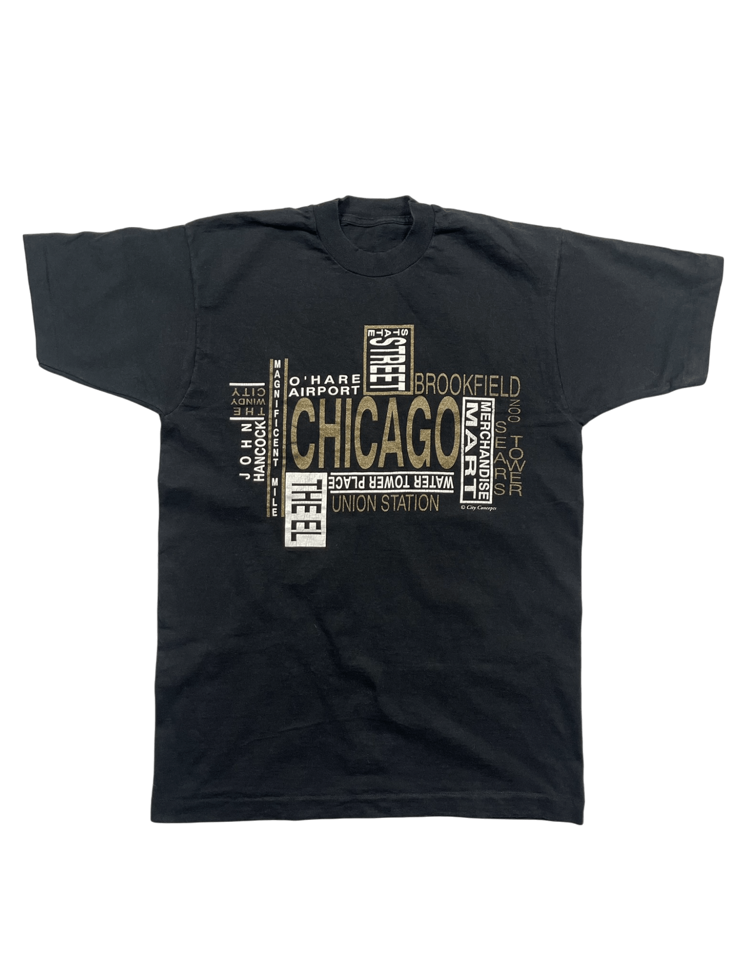 The Vintage Racks T-Shirt Chicago Wordmap - L