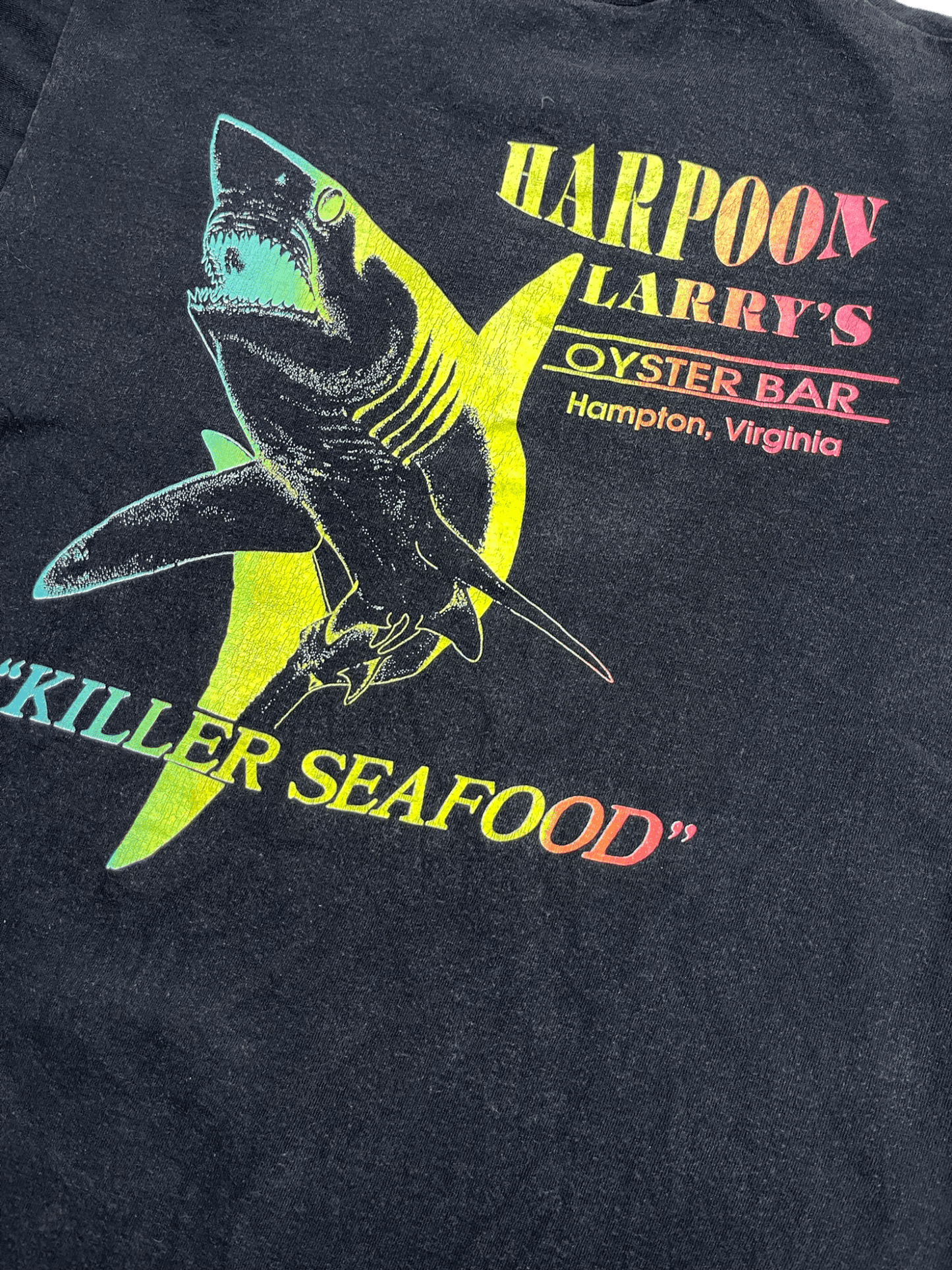 The Vintage Racks T-Shirt Harpoon Larry's Oyster Bar - L